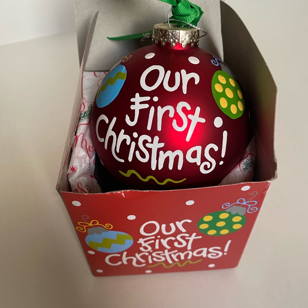 Coton Colors “Our First Christmas” Glass Ornament